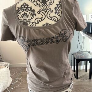 VERSACE JEANS -  Monogram Taupe Graphic Tee